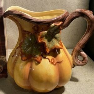 Astor Lane Porcelain Pumpkin Pitcher Jug Fall Autumn Halloween Thanksgiving